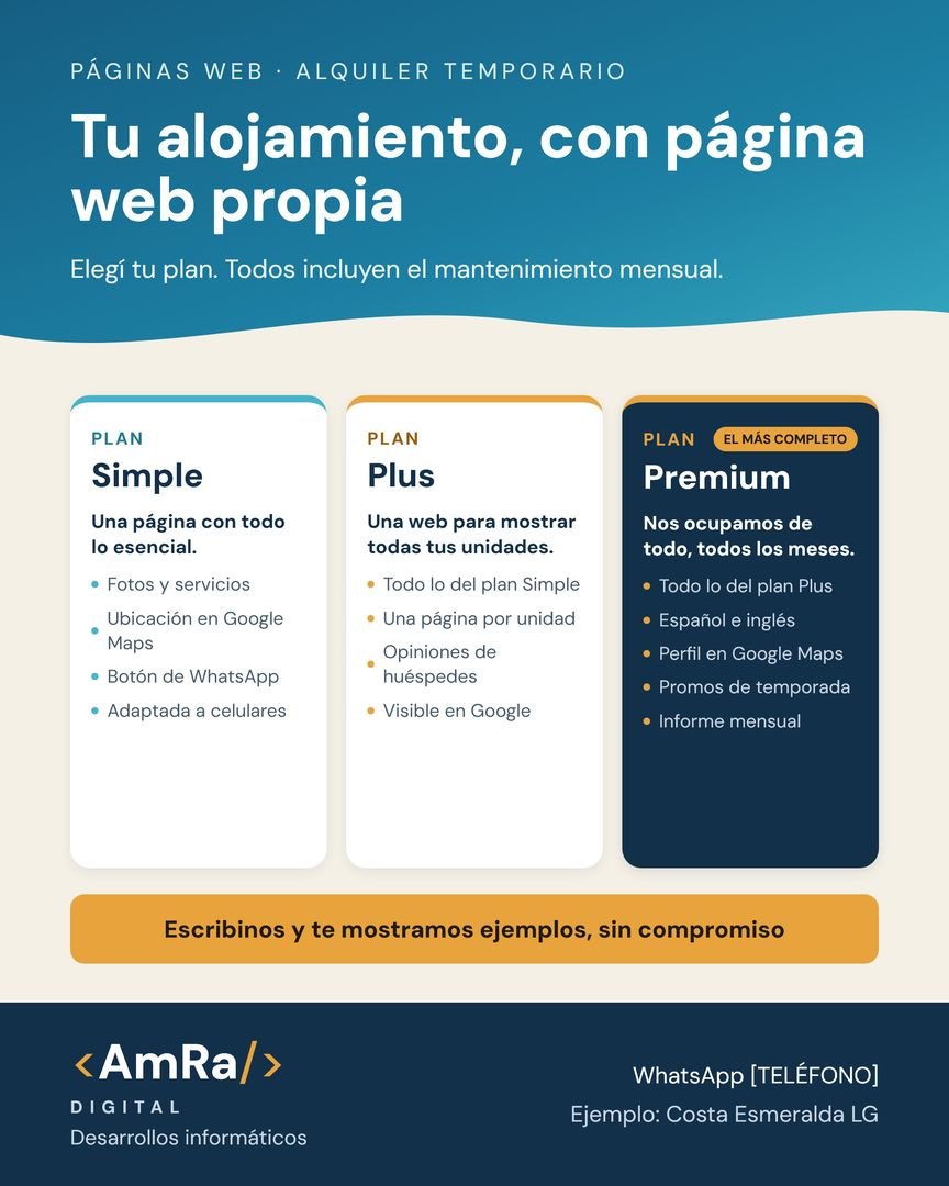 Flyer con los planes Simple, Plus y Premium